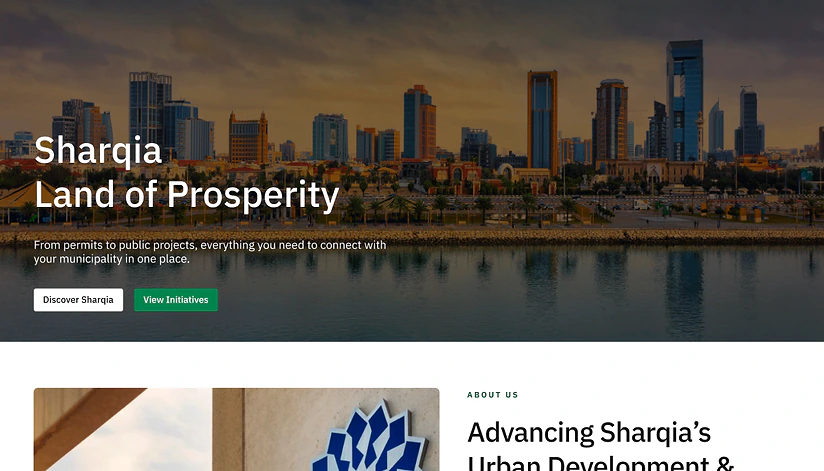 الصفحة الرئيسية المقترحة، مفتوحة على «الشرقية أرض الازدهار» فوق الواجهة البحرية